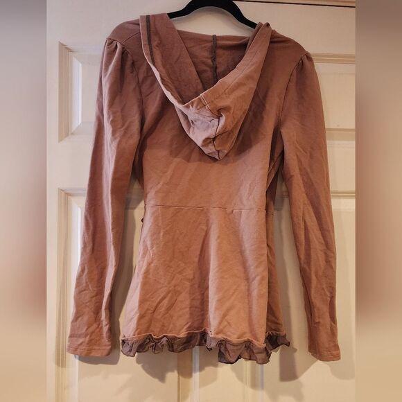 Pure Good light mauve hooded tie front long sleeve cardigan sweater top M - Picture 6 of 6